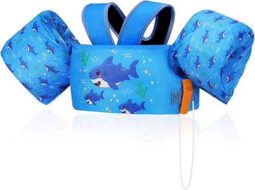 Vista 12 de Moko Banda de natación para niños de 20-30-50 libras, bonito chaleco de natación de dibujos animados para niños pequeños, flotadores de piscina