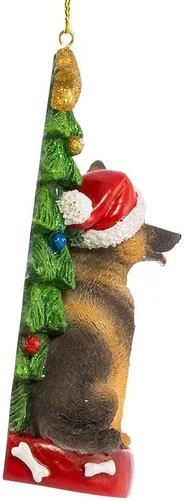 Vista 2 de Pastor alemán con adorno de árbol de Navidad para personalización, resina