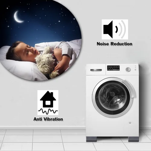 Vista 3 de Almohadillas antivibración, almohadillas para los pies de la lavadora, alfombrilla antideslizante con cancelación de golpes y ruido para lavadora