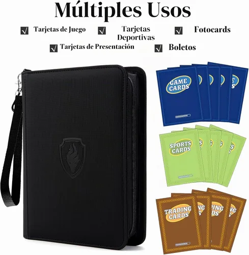 Vista 3 de Fabmaker Carpeta de tarjetas con cremallera de 4 bolsillos, carpeta de Negro
