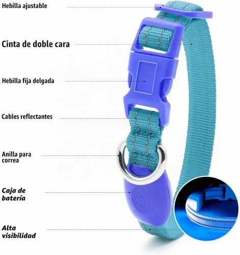 Vista 3 de Visinite Collares de perro iluminados para perros pequeños, collar de perro LED recargable con luz, collar de perro iluminado totalmente ajustable