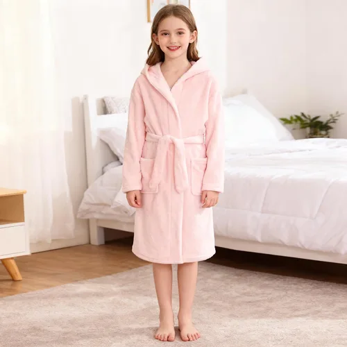 Vista 154 de E.W Apparel Bata de baño de forro polar con capucha para niños, bata suave y mullida para niños pequeños