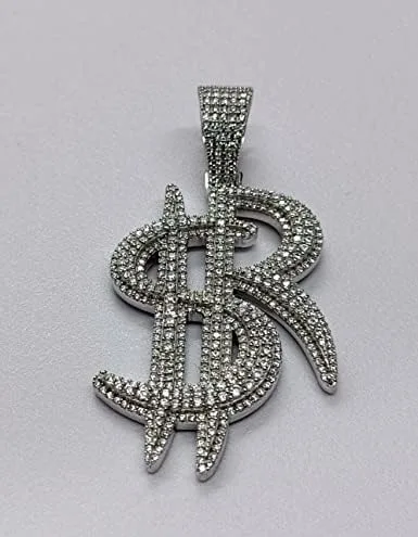 Vista 5 de DTJEWELS1.50 CT - Juego de diamantes de corte redondo para hombre, personalizable con letra $R, plata de ley 925 auténtica para el día del padre