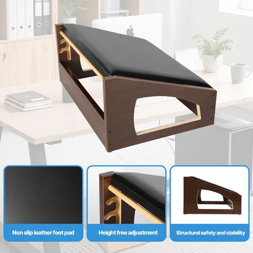 Vista 7 de Reposapiés ergonómico, 4 alturas ajustables, reposapiés debajo del escritorio, almohadillas suaves, reposapiés para oficina, mejora la postura