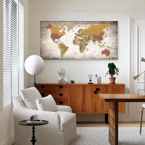 Vista 7 de B0550 - Póster de mapa del mundo, lienzo para pared, diseño moderno enmarcado del mundo, decoración de oficina en casa, mapas, impresiones