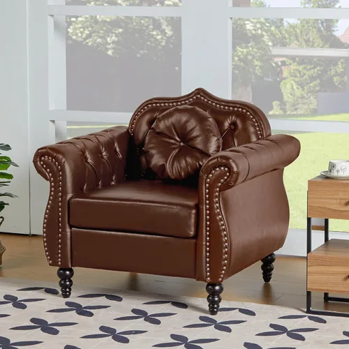 Vista 12 de AVZEAR Chesterfield - Juego de sofás seccional de 2 piezas para sala de estar, sofá tapizado en terciopelo moderno de mediados de siglo, sofá Blanco