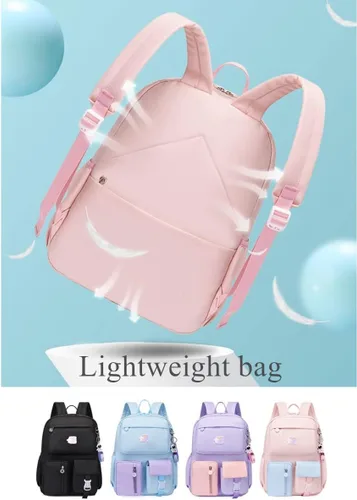 Vista 6 de EKUIZAI Kawaii Colorido Casual Niñas Mochila Escuela Primaria Mochila Dulce y Linda Mochila Infantil con Encanto, Púrpura, Classic