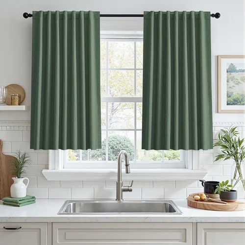 Vista 10 de UHITECH Short Blackout Curtains for Bedroom 24 Inch Long 2 Panels, Beige