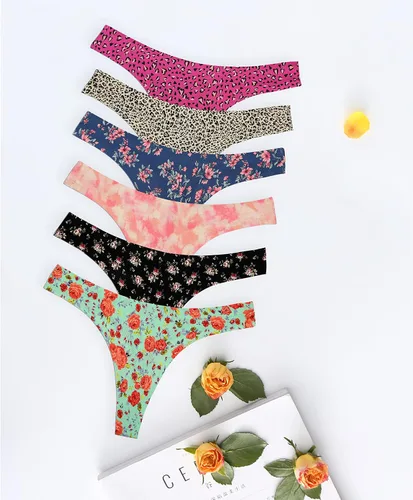 Vista 6 de Tangas sin costuras para mujer, transpirables, elásticas, tangas invisibles, paquete de 6, S-XL