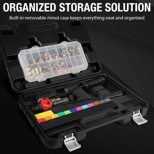 Vista 2 de GIANTISAN Kit de herramientas de tuerca de remache, kit de herramientas de tuerca remachadora de 16 pulgadas con 12 mandriles métricos y SAE, kit