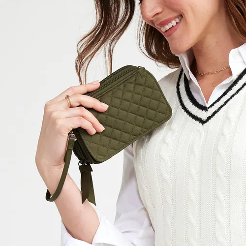 Vista 7 de Bolso cruzado todo en uno de algodón para mujer con protección RFID