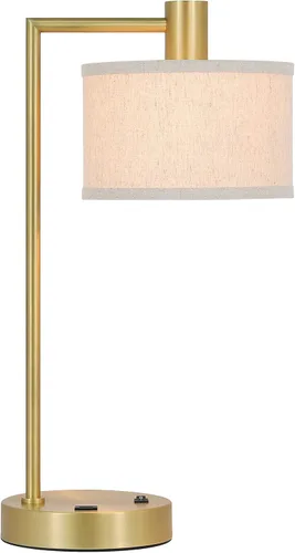 Vista 10 de XiNBEi Lighting XB-TL1230-DB - Lámpara de mesa con pantalla de tela, moderna lámpara de hierro con acabado de bronce oscuro para dormitorio, sala