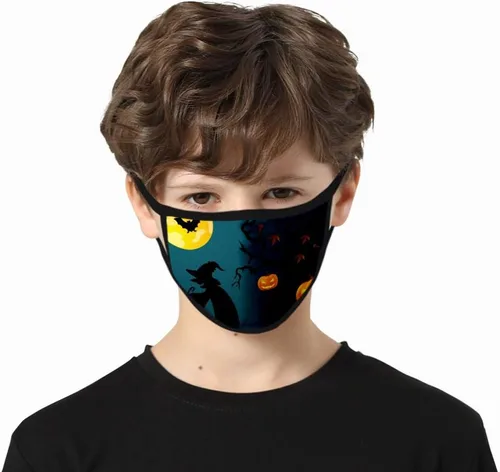 Vista 5 de Paquete de 6 máscaras faciales de Halloween para niños, reutilizables, lavables, talla única para la mayoría de los niños, niños y niñas
