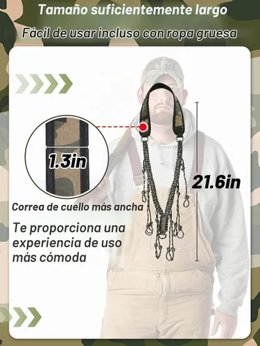 Vista 6 de PAMASE Cordón de llamada de pato, accesorios de caza de silbatos de pato con 10 bucles extraíbles, transporte de ganso tejido de camuflaje, regalos
