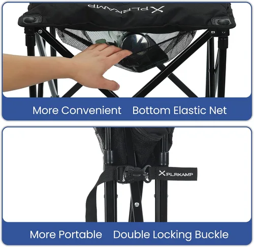 Vista 4 de Taburete acolchado para campamento, reposapiés de gran tamaño de 18 pulgadas, silla de campamento plegable para exteriores, silla otomana portátil