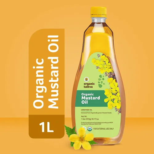 Vista 5 de Organic Tattva Aceite de mostaza prensado en frío (1 litro) – Aceite de mostaza orgánico fresco sin refinar para el cabello, cuidado de la piel