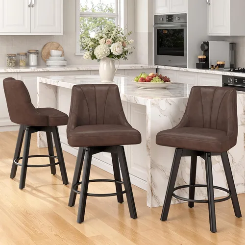 Vista 25 de REONEY Counter Height Swivel Bar Stools, 24" Modern Upholstered Barstools