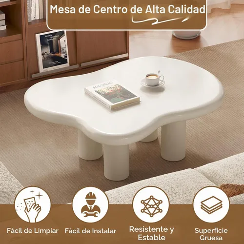 Vista 5 de Mesa auxiliar de 35.4 pulgadas, mesa central irregular moderna
