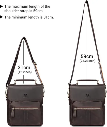 Vista 6 de HUMERPAUL Leather Messenger Bag for Men, Shoulder Crossbody Bag with Adjustable Straps for Work Business