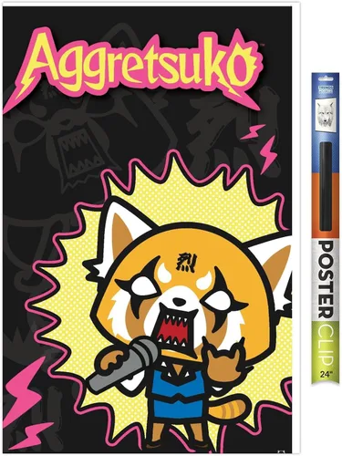 Vista 13 de Trends International Aggretsuko Rock Out - Póster de pared, 22.4 pulgadas de largo x 14.7 pulgadas, versión enmarcada en madera de granero