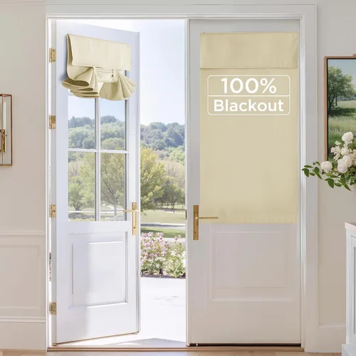 Vista 58 de RYB HOME 2 paneles 100% opacos para puerta de aula, 8 pulgadas de ancho x 36 pulgadas de largo, color beige biscotti, sin taladro, para ventana