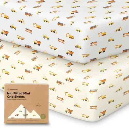Vista 18 de Sábanas ajustadas para Pack and Play - Paquete de 2 sábanas mini para cuna para Pack N Play, colchón 38x26, ropa de cama suave y acogedora