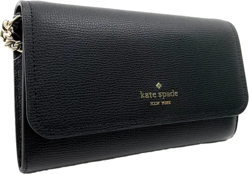Vista 3 de Kate Spade New York Bolso cruzado con cadena de cuero de grano refinado (negro), Negro