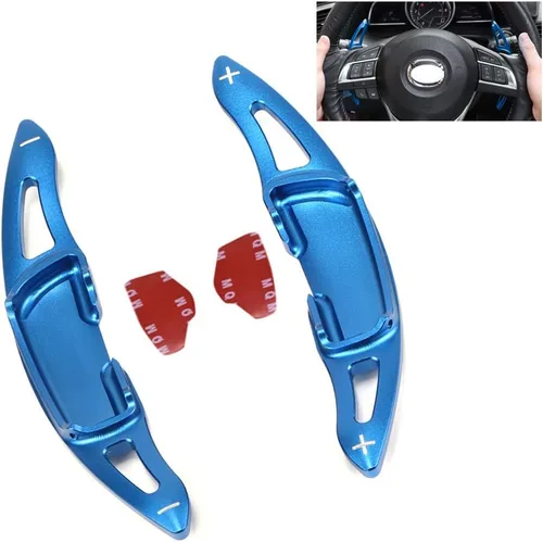 Vista 6 de Sanrily Deporte Metal CNC Billet Aluminio Volante Paleta Paleta Paleta Extensiones de Paleta Cubiertas 2 Piezas para Mazda 3 6 Axela Atenza CX-3