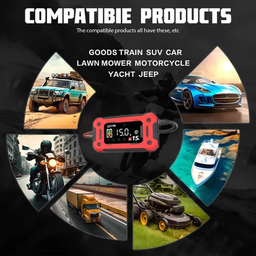 Vista 6 de COREBOX Cargador de batería de 15 amperios y 12 V, cargador automático inteligente de batería, desulfatador de mantenimiento de batería