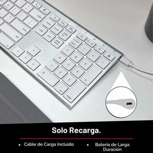 Vista 6 de Macally Teclado Bluetooth inalámbrico para Mac, compatible con Apple Keyboard o MacBook Pro/Air, iMac, multidispositivo, hasta 3 dispositivos