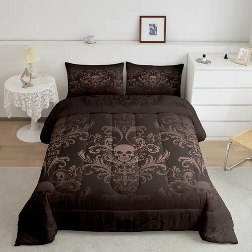 Vista 31 de Erosebridal Juego de ropa de cama damascada gótica para adultos, juego de edredón victoriano antiguo, edredón floral vintage gótico con diseño