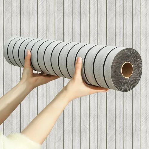 Vista 17 de Chejiaye Panel de pared 3D de listones de grano de madera, 15.75 x 118 pulgadas, adhesivo de pared autoadhesivo insonorizado, resistente a