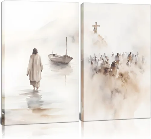 Vista 10 de Arte de pared cristiano enmarcado, póster de fe de redención, cruz y manos, impresión en lienzo en blanco y negro, pintura religiosa, imagen