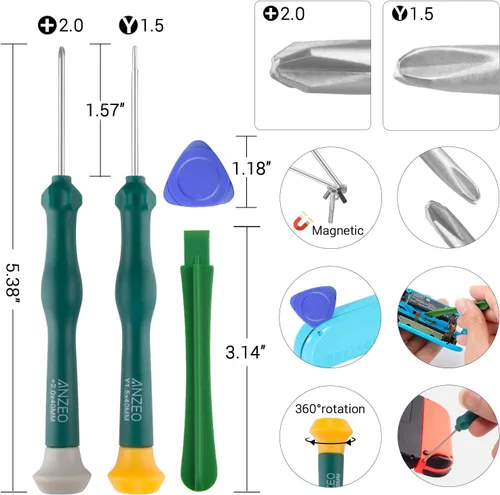 Vista 3 de LONANDY Paquete de 2 joysticks Joycon kit de reparación Joycon piezas de repuesto para Nintendo Switch Switch Lite y Switch OLED incluye empuñaduras