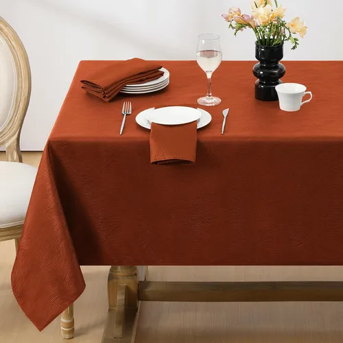 Vista 17 de Softalker Mantel rectangular de jacquard, diseño de remolinos, impermeable, resistente a las manchas, sin arrugas, tela de gran peso para Beige
