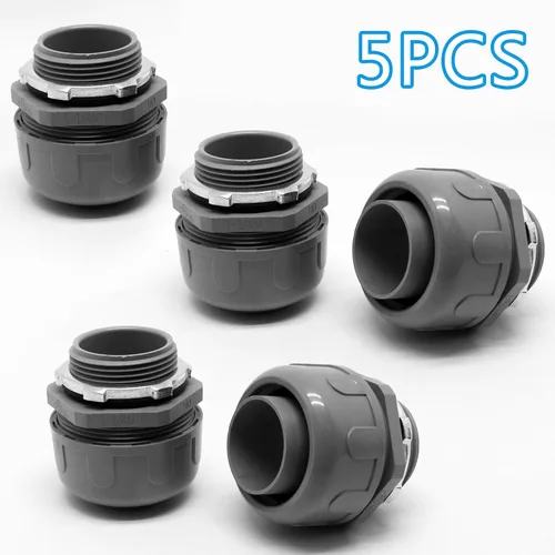 Vista 7 de Conector de conducto hermético no metálico, accesorios de conducto flexibles Accesorios eléctricos de PVC (1-1/4 pulgadas, 5 piezas)