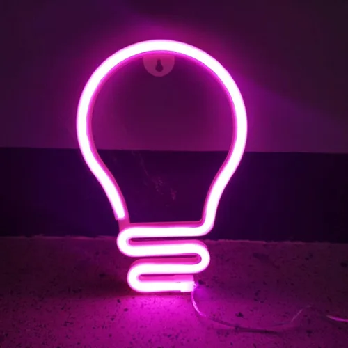 Vista 9 de Letreros de neón con bombilla azul, luz nocturna LED, carga USB, funciona con pilas, luces de pared de neón decorativas para habitación de niños