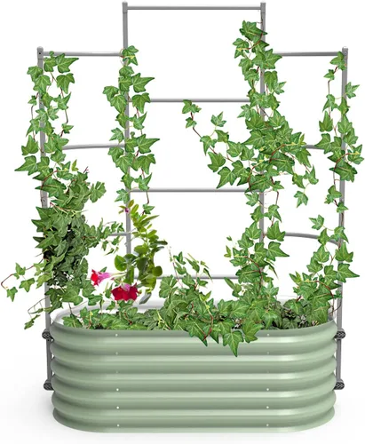 Vista 8 de Vego Garden Sistema modular de enrejado de pared, 8.0 pies de largo para camas de jardín de 2.0 x 8.0 pies (9 en 1), enrejado de jardín para plantas