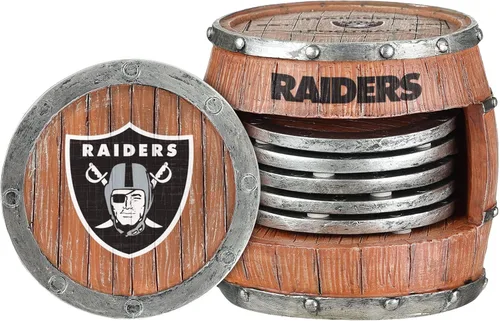 Vista 21 de FOCO NFL Team Logo 5-Pack Barrel Beverage Drink Coaster Set