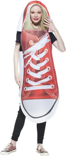 Vista 4 de Divertidos zapatos deportivos para parejas, 2 piezas, disfraz de Halloween para adultos, zapatos de lona rojos, traje de cosplay