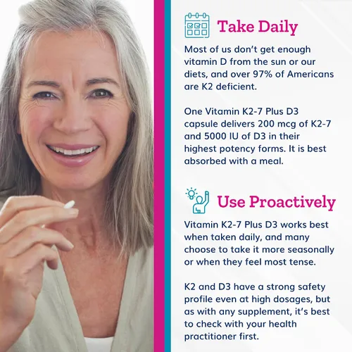 Vista 5 de Just Thrive Vitamina K2-7 Plus D3 - Suplemento para la salud inmunológica, cardíaca y ósea, 60 cápsulas vegetales