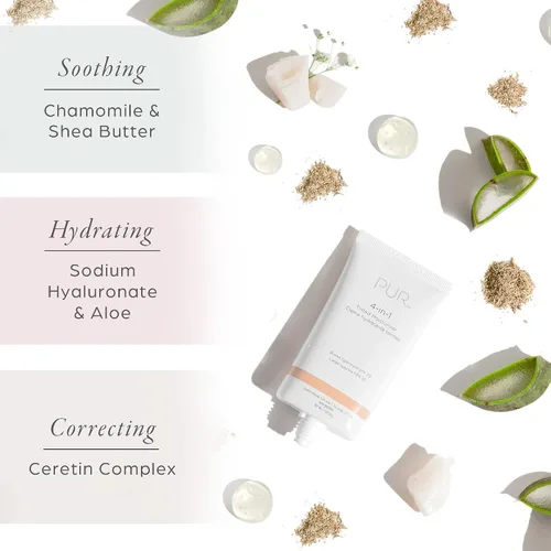 Vista 4 de PÜR MINERALS 4-in-1 Tinted Moisturizer With SPF 20 - Hydrating Face Moisturizer, Primer, & Foundation With Shea Butter, Aloe Vera & Vitamin B3