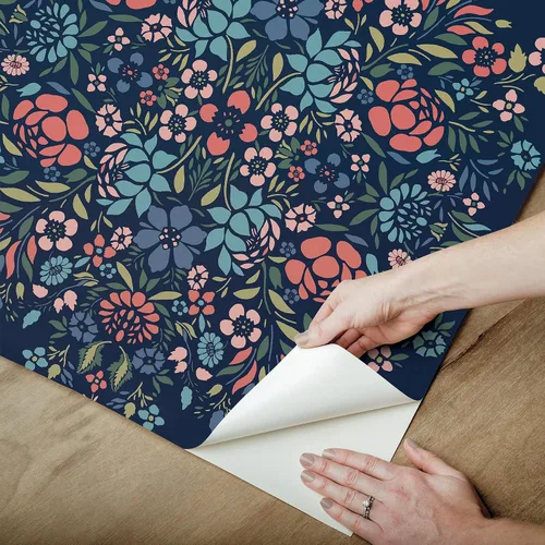 Vista 6 de RoomMates RMK12587PLW - Papel tapiz para despegar y pegar con diseño floral de medallón azul