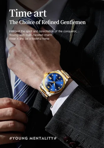 Vista 3 de OUPINKE Relojes mecánicos originales para hombres de lujo dorado con diamantes reales de zafiro de cristal números romanos vestido de negocios
