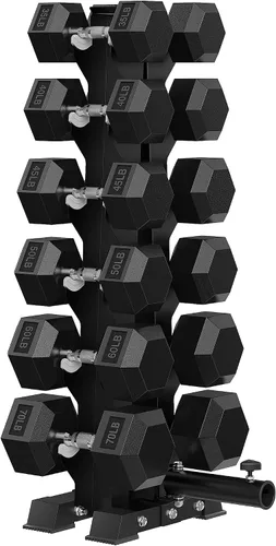 Vista 19 de HANDBODE Dumbbell Set with A-Frame Rack, Rubber Coated Dumbbells 260-600 lb