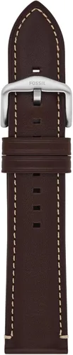 Vista 4 de Fossil Correa de reloj de piel LiteHide™ marrón oscuro de 0.866 in para hombre Cuero negro/Plateado
