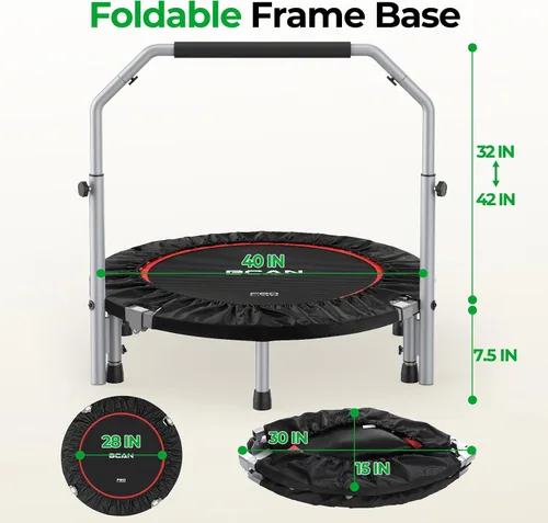 Vista 9 de BCAN SP2 40/48" Mini trampolín plegable para adultos FED Fitness Negro