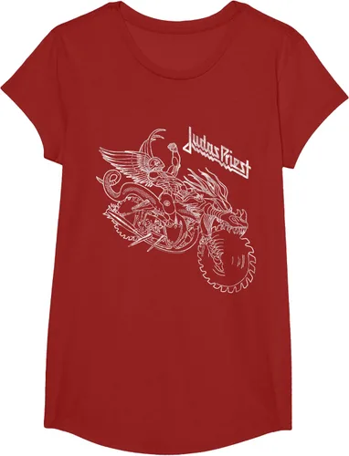 Vista 3 de Judas Priest - Camiseta de arándano con estructura de alambre para el dolor, Rojo, S