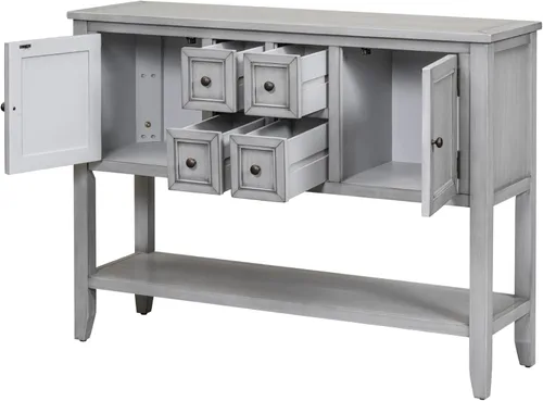 Vista 9 de Harper & Bright Designs Mesa de buffet para cocina, mesas de buffet y aparador con cuatro cajones de almacenamiento, dos armarios e inferior
