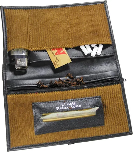Vista 7 de Estuche con 6 compartimentos separados para tabaco, bolsa de pipa de tabaco para fumar de viaje, kit organizador de cigarrillos para accesorios